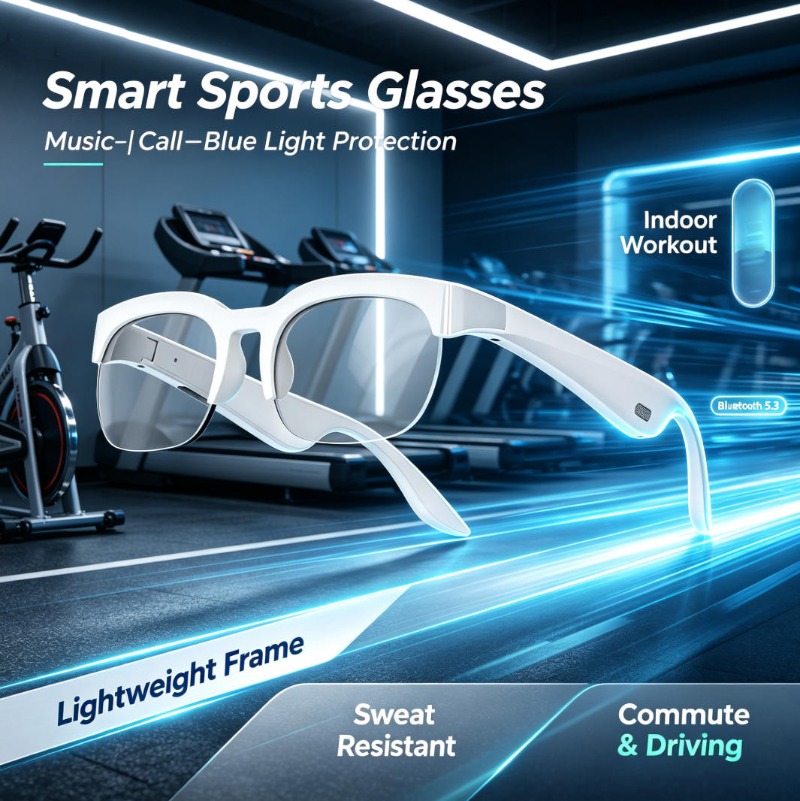 Smart Glasses Lens - نظارات ذكية بتقنية التوصيل العظمي، سماعة